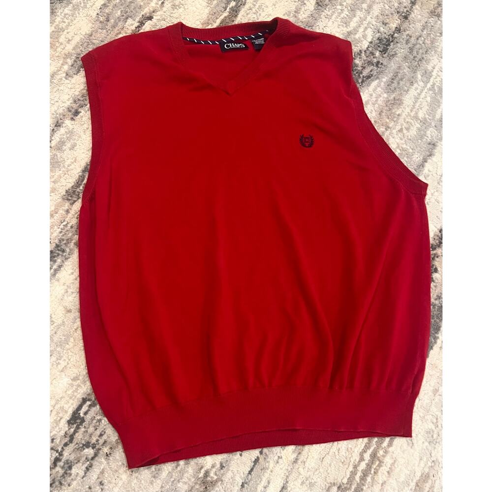 CHAPS Red Men’s Sweater Vest 100% Cotton XXL